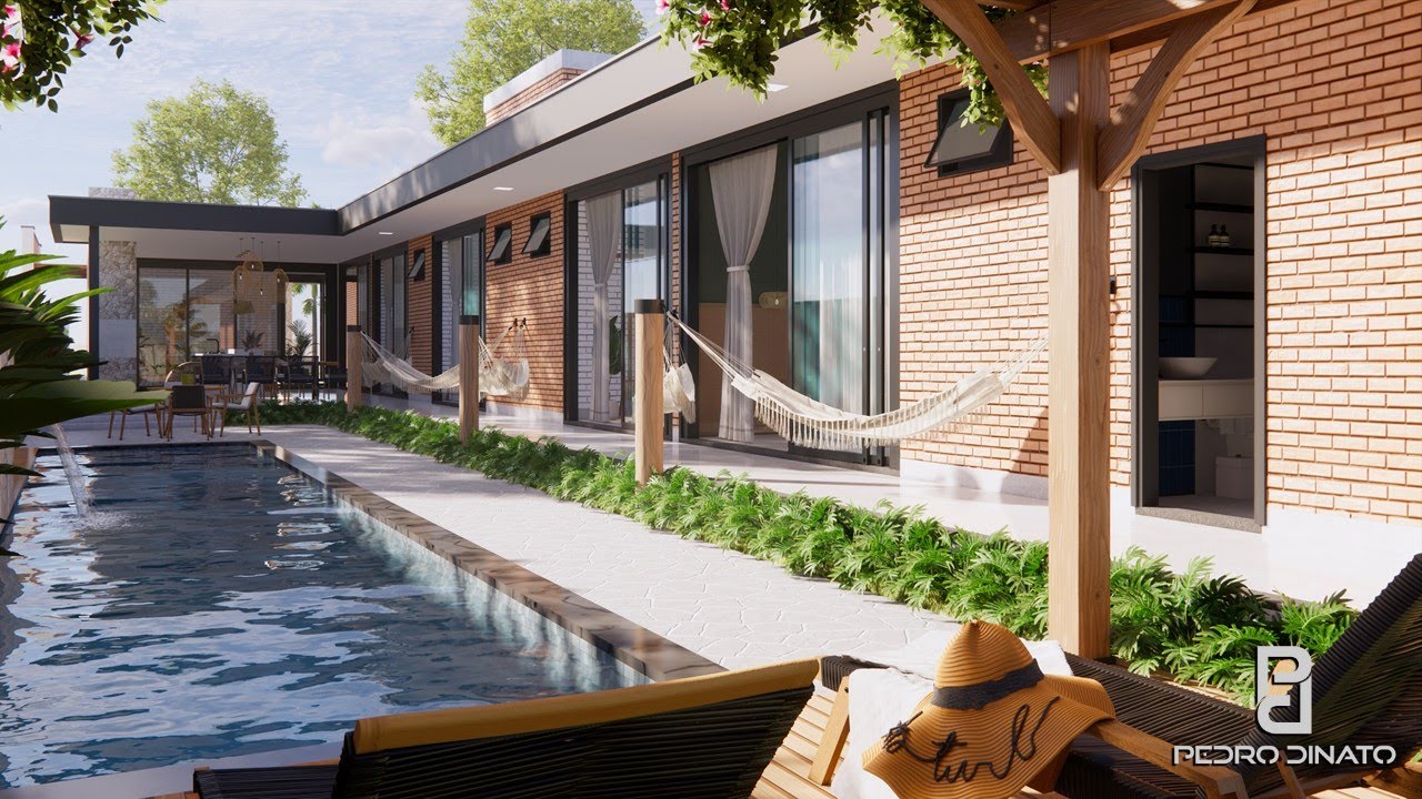 CASA MODELO EM L, COM TIJOLO ECOLÓGICO CONTENDO 4 SUITES TERRENO 12 X 60   -  ( P - 210 )