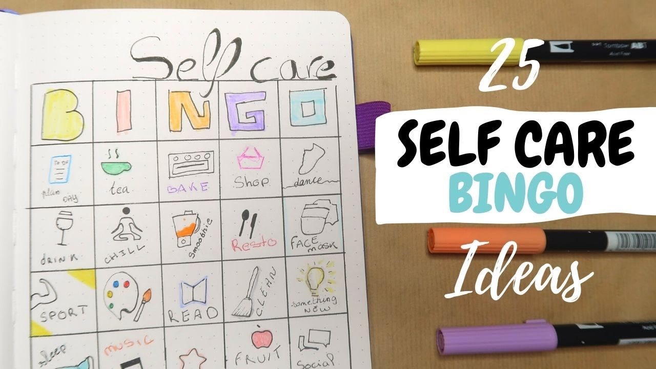 25 Self Love Ideas *SelfCare BINGO Spread* For Stress And Anxiety |Bullet Journal Health Tracker Log
