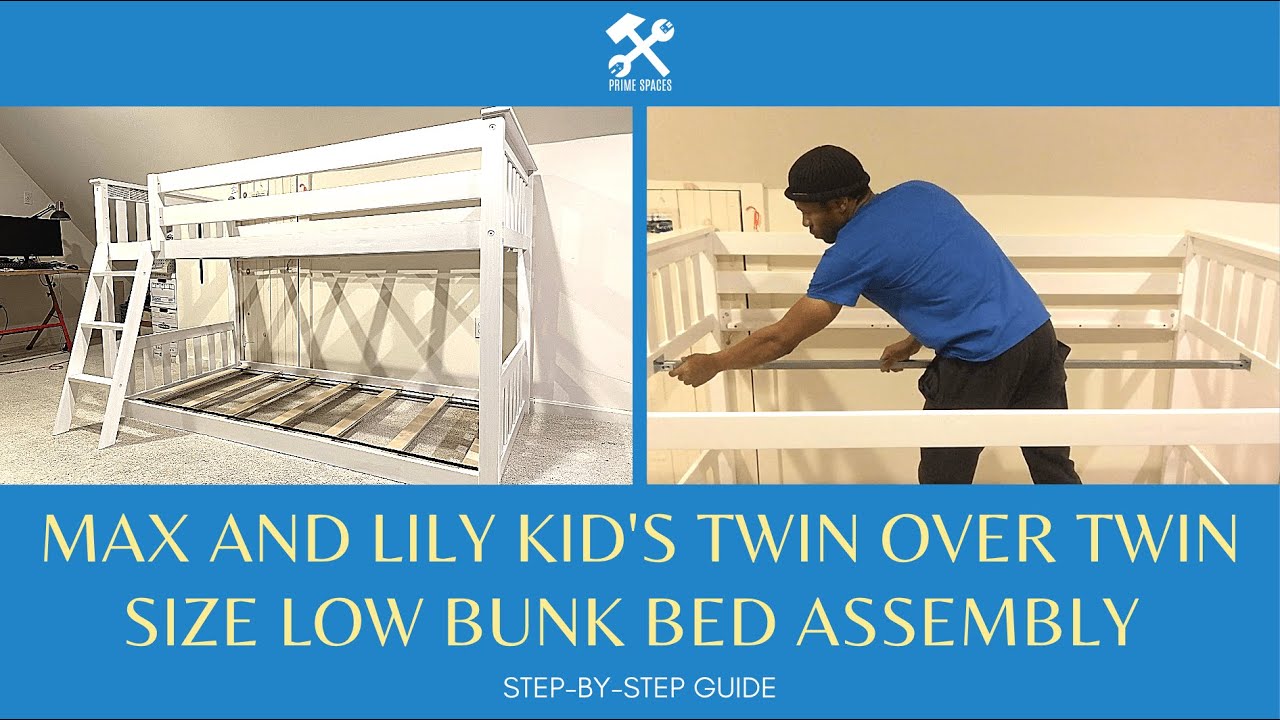Max and Lily Kid's Twin Over Twin Size Low Bunk Bed Assembly Fairgrove Twin Over Twin Solid Wood