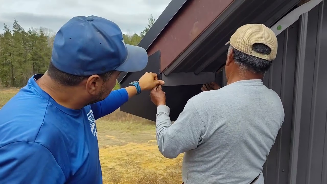 Overhang metal trim out finish
