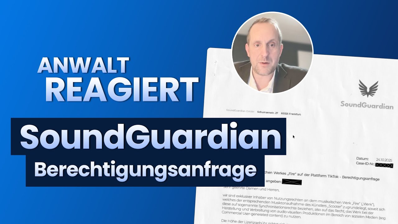 Berechtigungsanfrage und Abmahnung der SoundGuardian GmbH