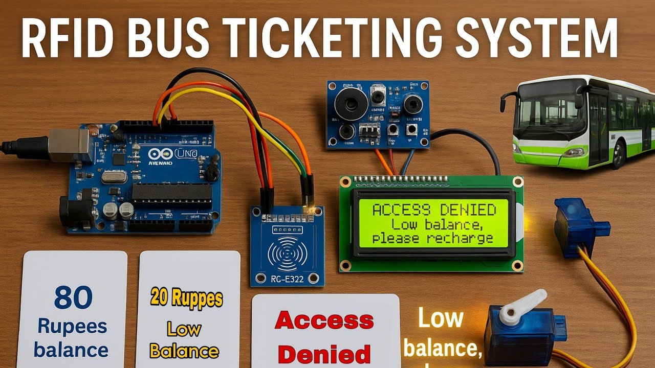 RFID Bus Ticketing System with Voice Alert | RFID Project with Servo Gate & Balance Detection