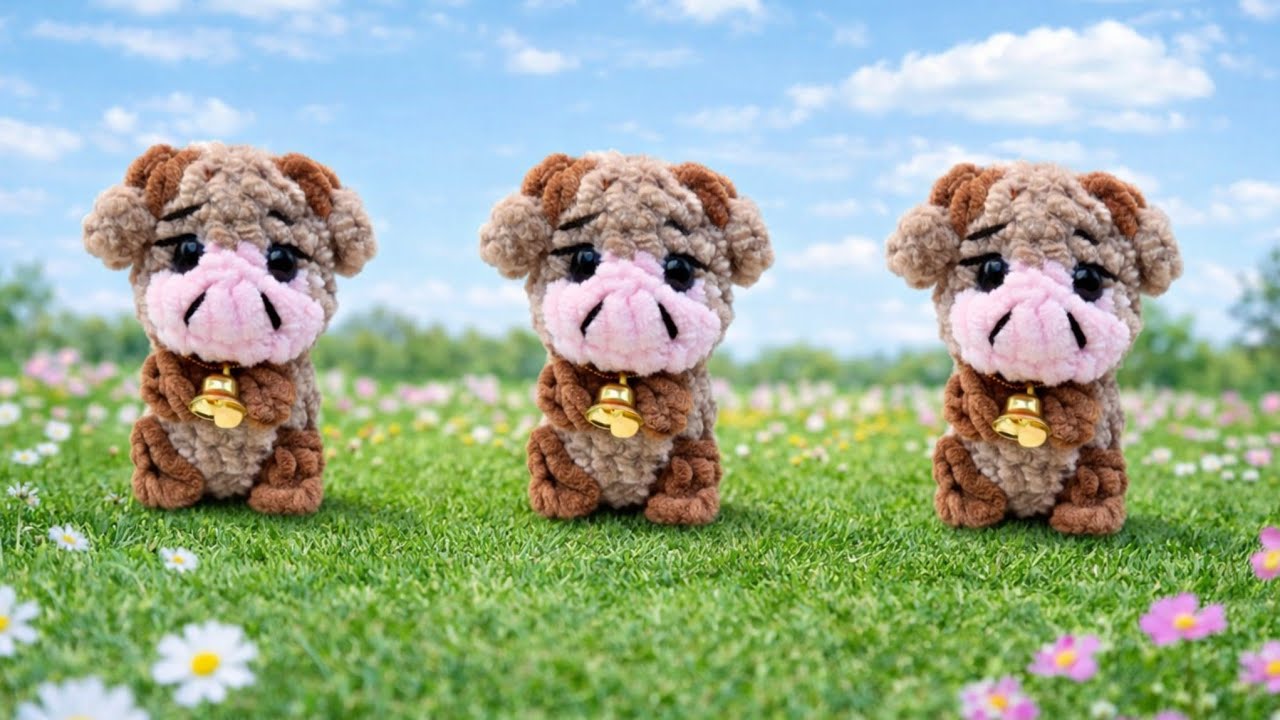 Маленькая Корова БЕЗ пришивных деталей крючком из плюша🐮crochet cow🐮gehäkelte Kuh