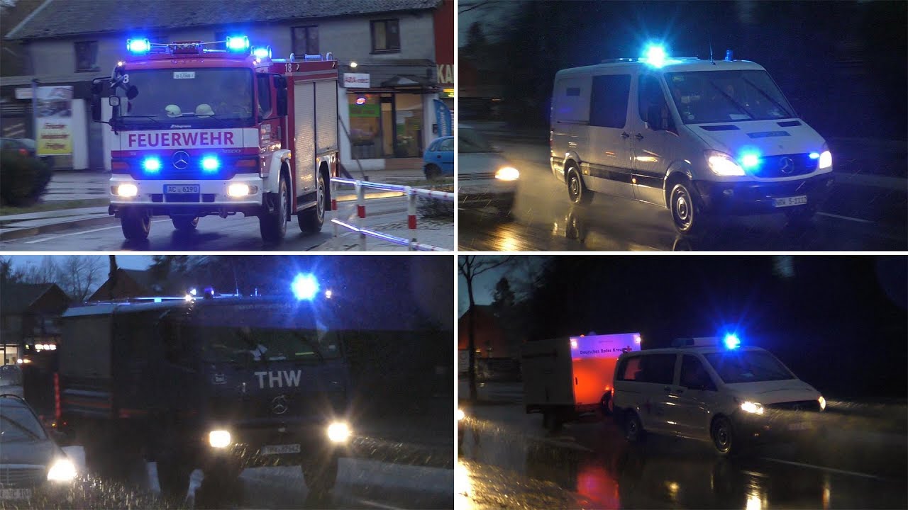 [Tornado hinterlässt große Schäden] Einsatzfahrten diverser Hilfsorganisationen in Roetgen