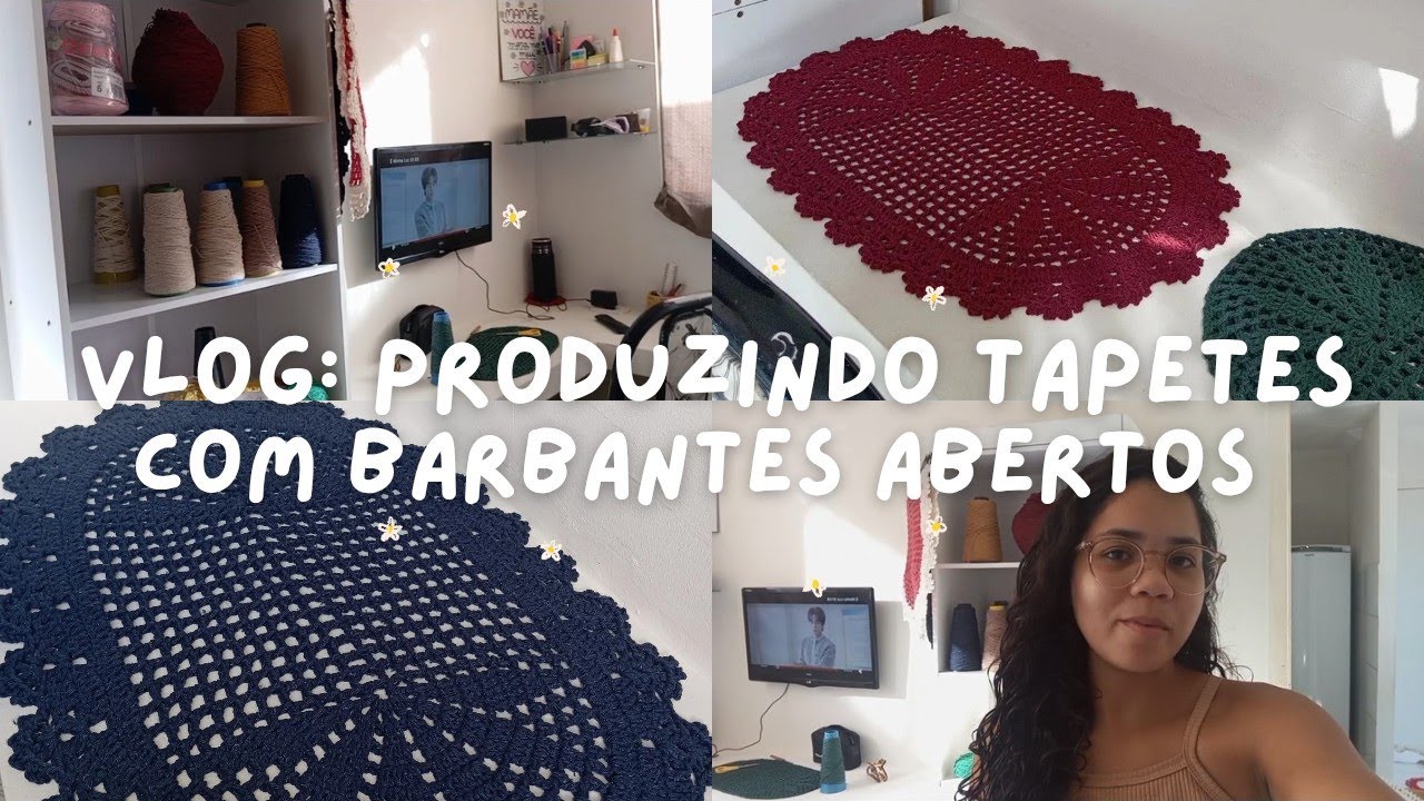 VLOG: Produzindo tapetes com barbantes abertos + como está ficando meu atelier 💖