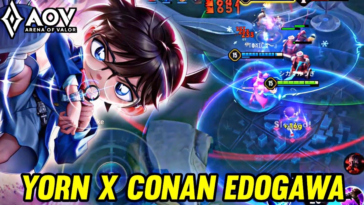 AOV : NEW SKIN YORN X CONAN EDOGAWA GAMEPLAY - ARENA OF VALOR LIÊNQUÂNMOBILE ROV