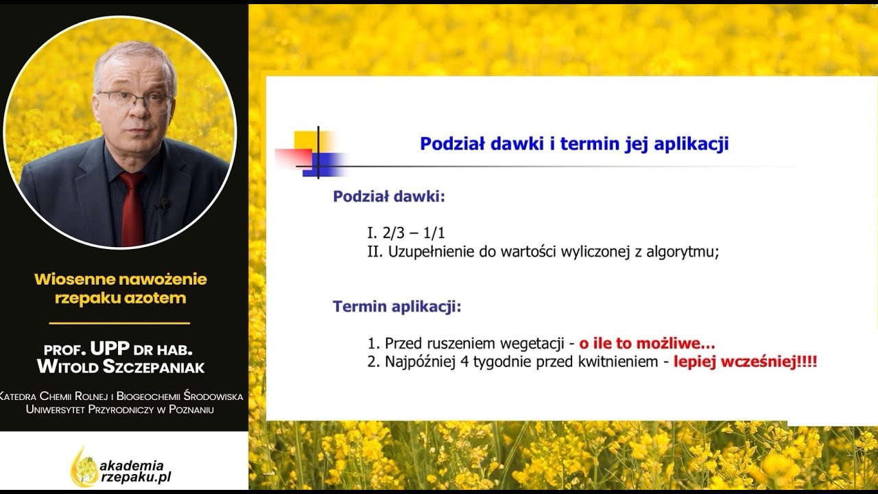 Rzepak. Integrowana Produkcja i racjonalne nawożenie rzepaku azotem