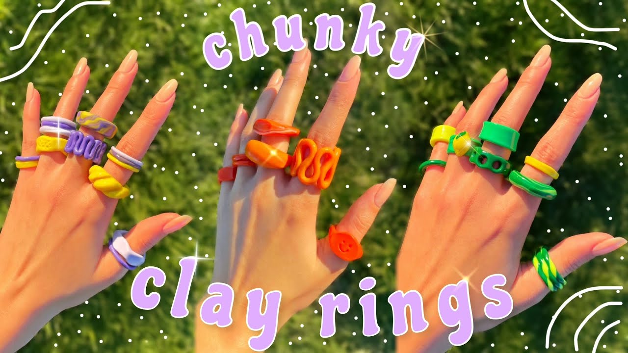 DIY CHUNKY CLAY RINGS from tiktok & pinterest (40+ designs)
