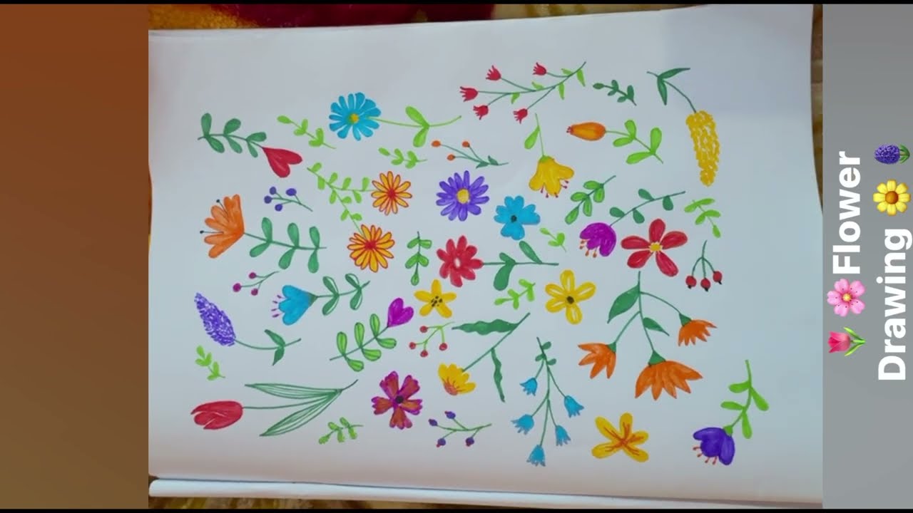 🌷🌼Flower Drawing with 20₹ Sketch Pens 🌸🪻Easy drawing for beginners.