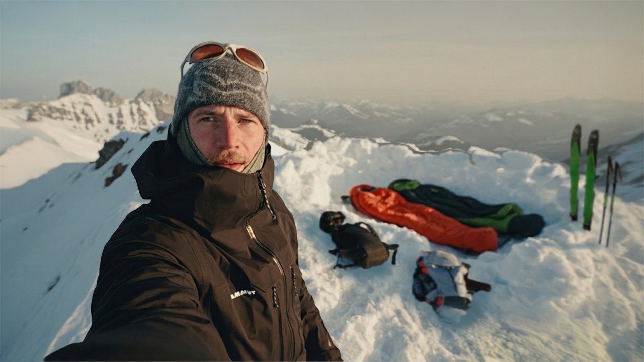 Ich &uuml;bernachte auf einem Berg ohne Zelt (im Winter)