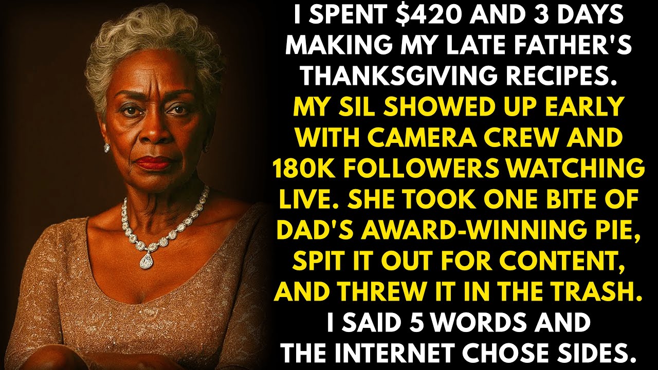 My sister-in-law livestreamed our Thanksgiving dinner to 180K followers, then spit out my late fa...