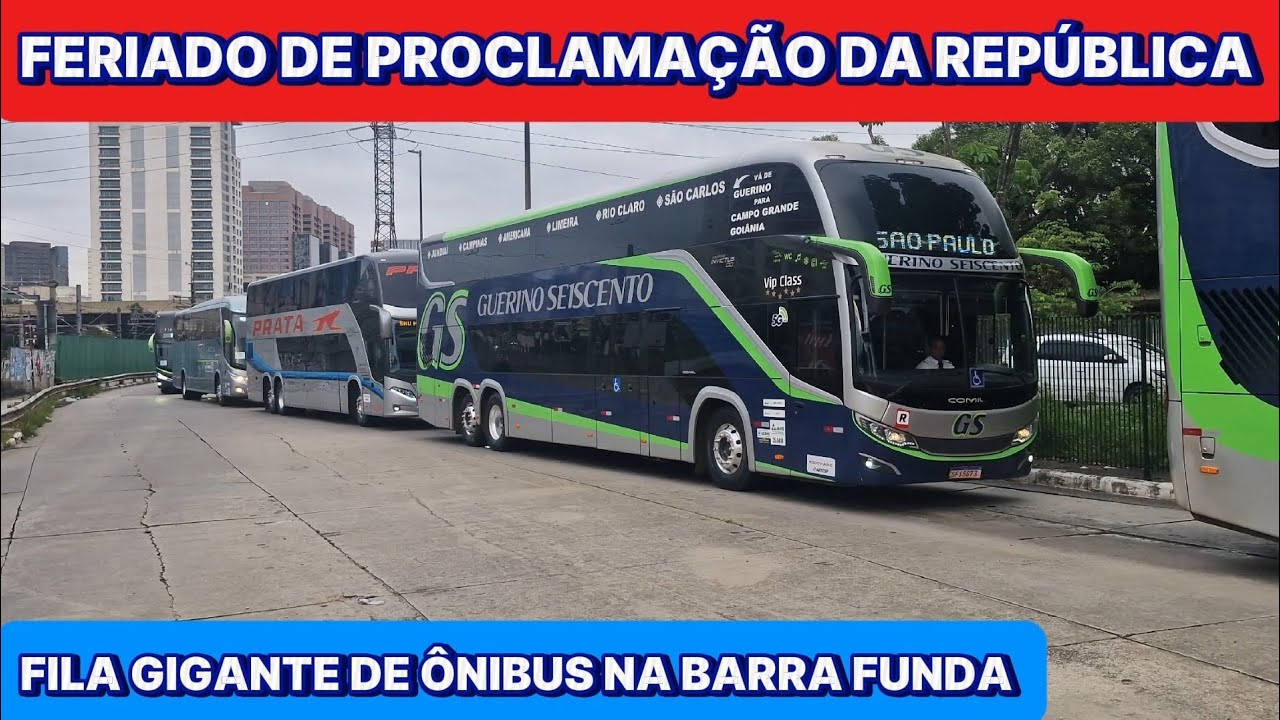 FILA DE ÔNIBUS E EXTRAS DA VIAÇÃO GARCIA ! MOVIMENTO DE ÔNIBUS FERIADO 15 / 11 NA BARRA FUNDA ( SP )