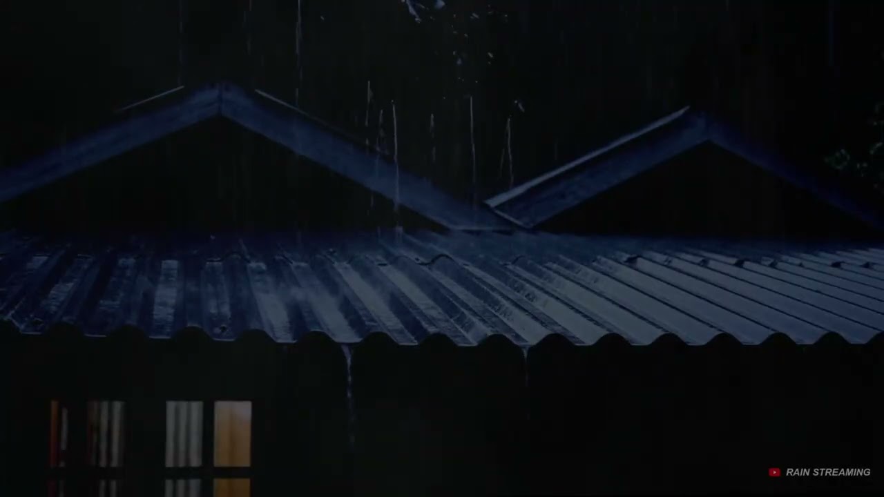 Relieve & Goodbye Stress with Heavy Rain and Thunder on a Tin Roof at Night | White Noise for Relax