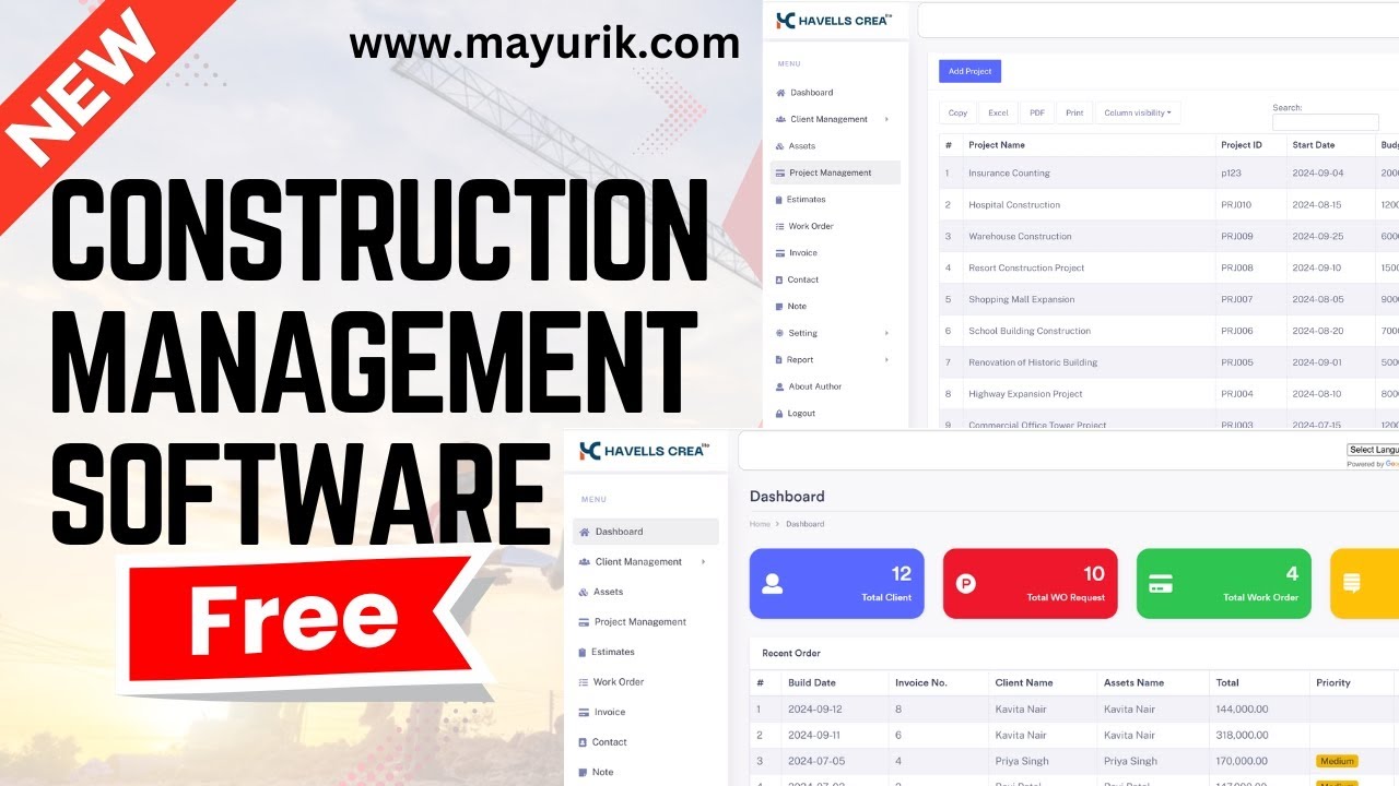 Construction erp software free download | erp software for construction | mayurik