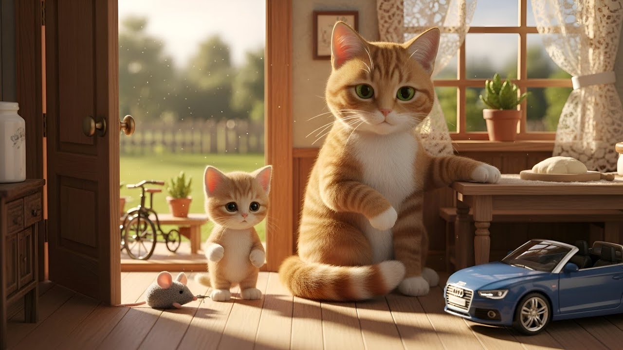 When Mama Cat Helps Her Kitten Find a Lost Toy ❤️