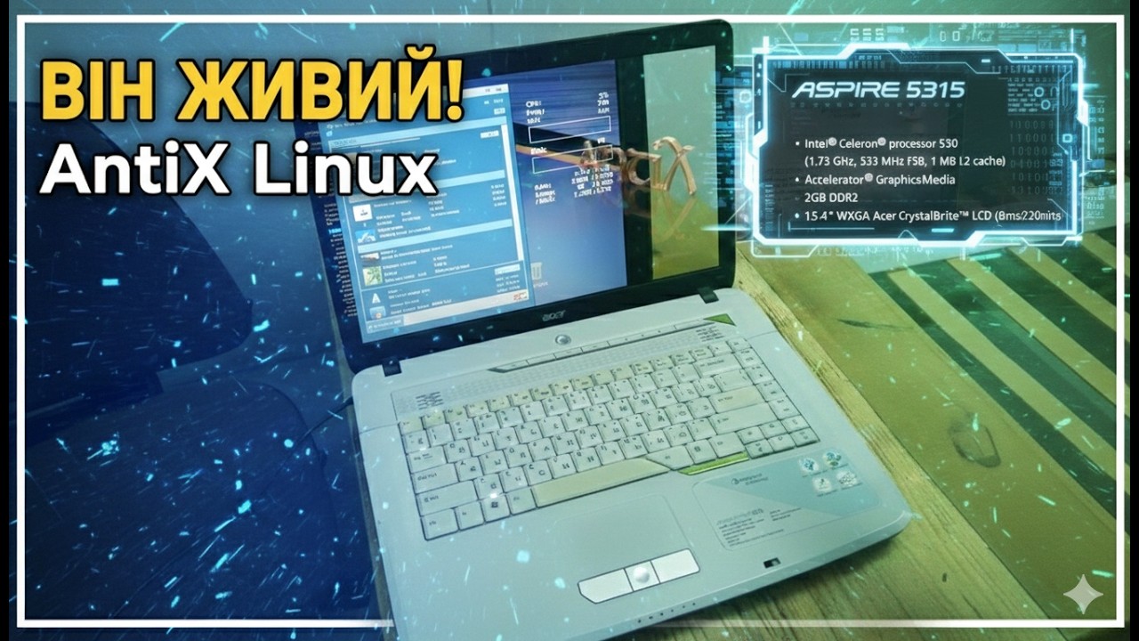 Подержанная машина на AntiX Linux. Рабочий АСЕR 🚀прошлого.AntiX Linux на Acer 15-летней давности.🚀