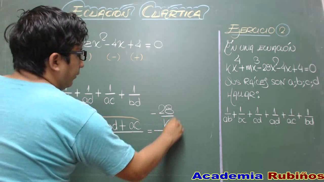 TEOREMA DE CARDANO VIETA EN LA ECUACION CUARTICA-EJERCICIOS RESUELTOS