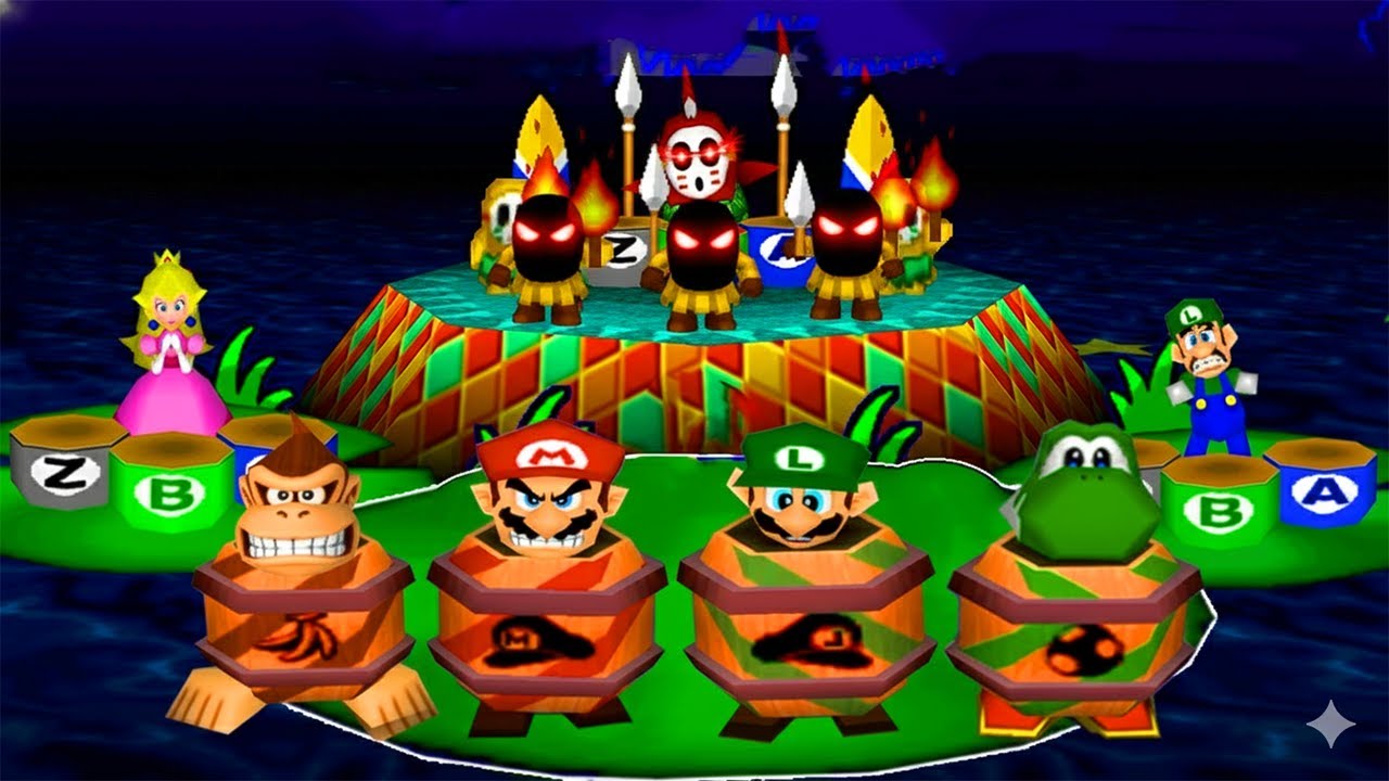 Mario Party N64 - Boys' Rivalry Battle - Mario vs Waluigi vs Yoshi vs Luigi