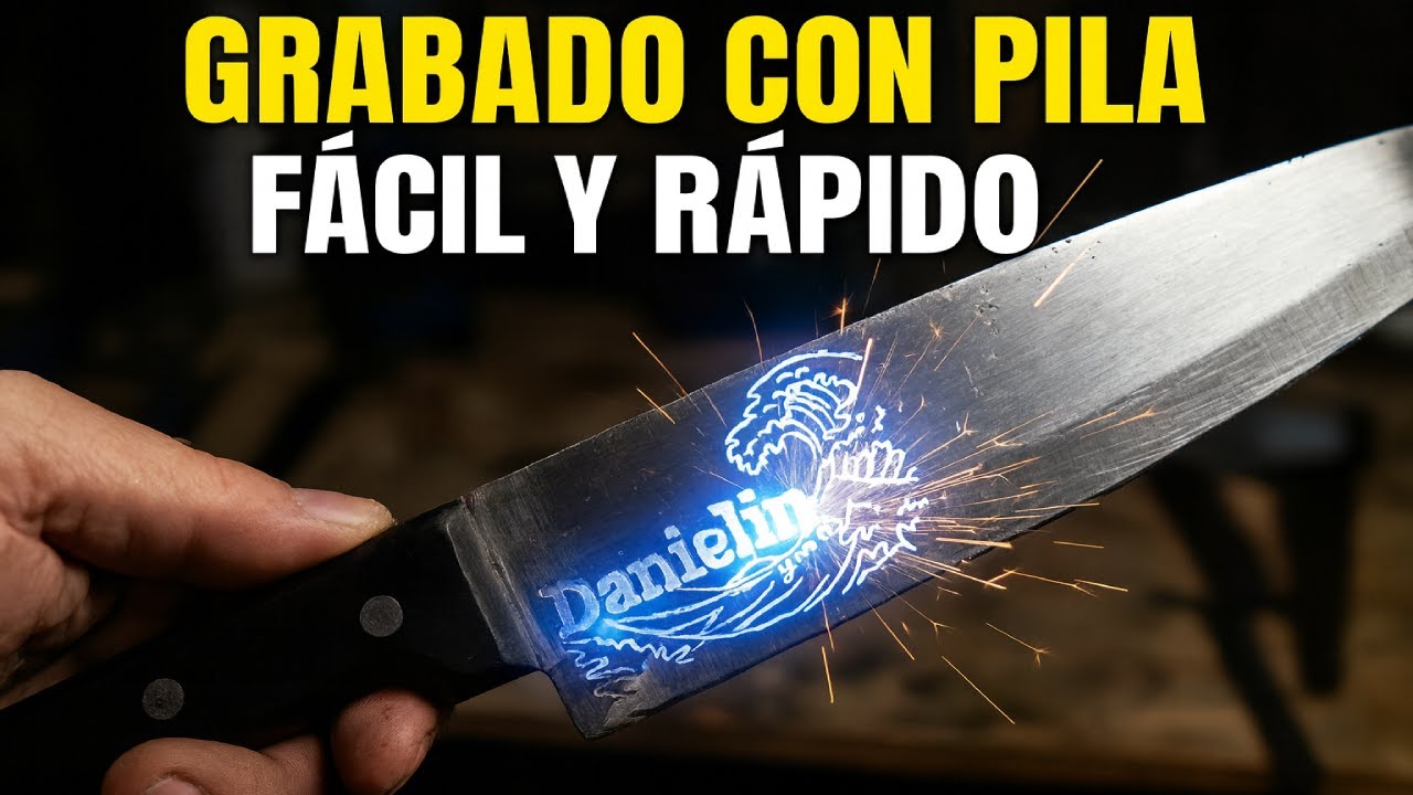 Grabé este Cuchillo con una PILA y SAL (Increíble)