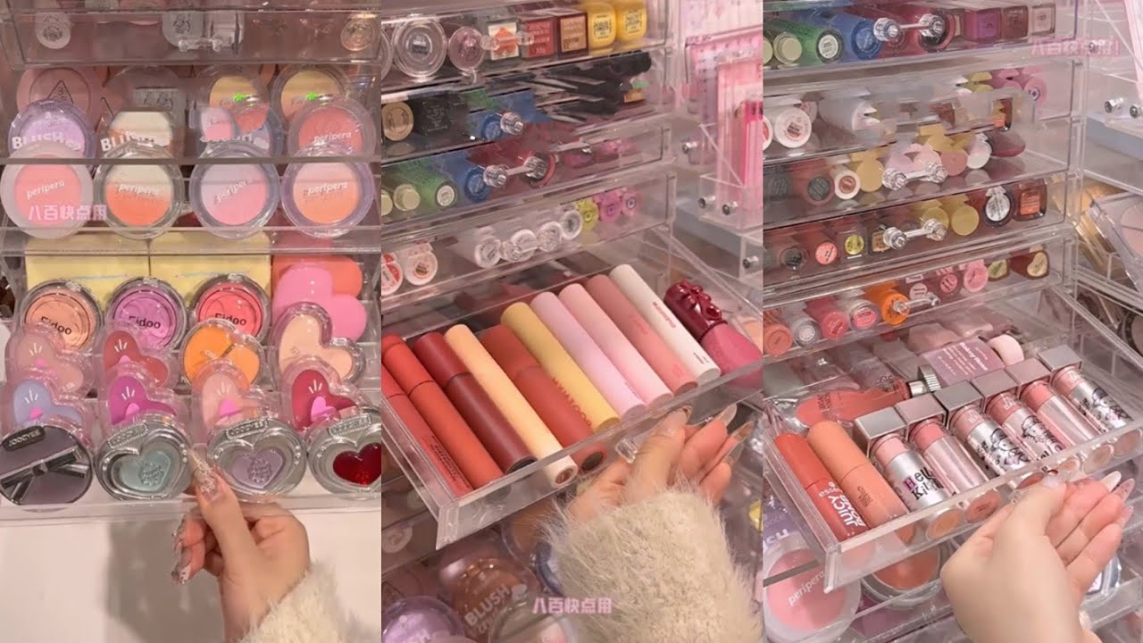 ASMR MAKEUP STOCKING & ORGANIZING VANITY 🎀 