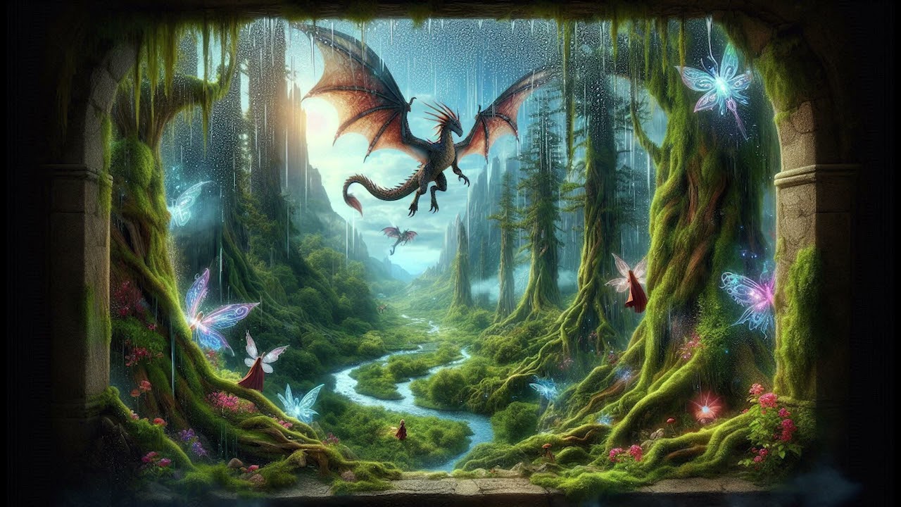 ASMR Rain and Soft Thunder with 6 Dragon in Forest Wallpapers / Backgrounds