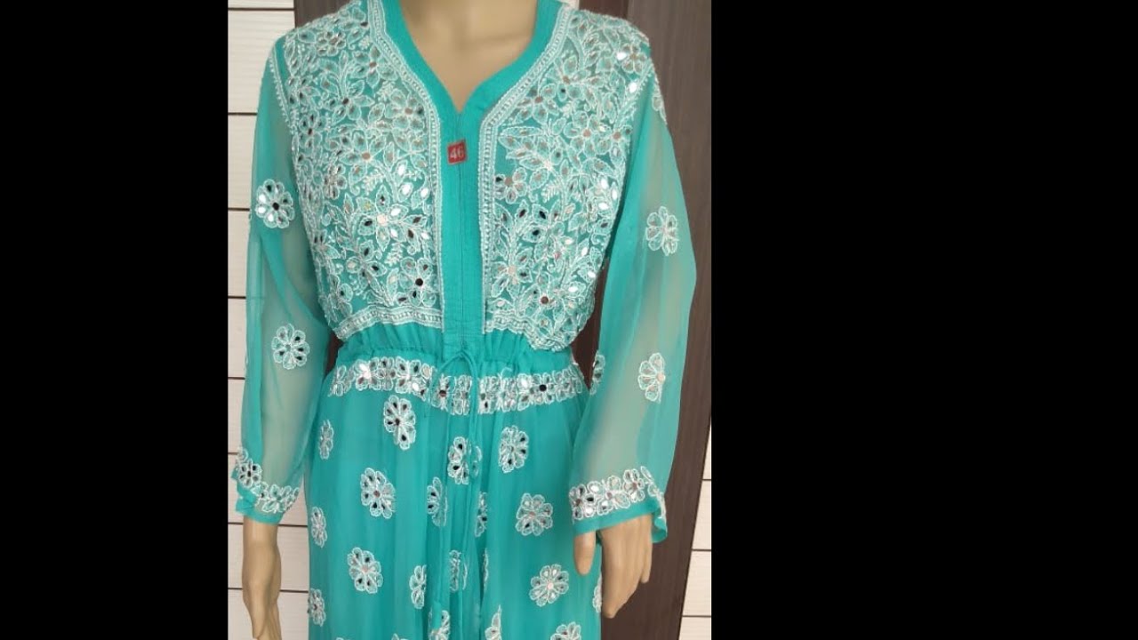 Mirror work georgette Chikankari gown |#shortfeed |#lucknow |#chikankari /COD available