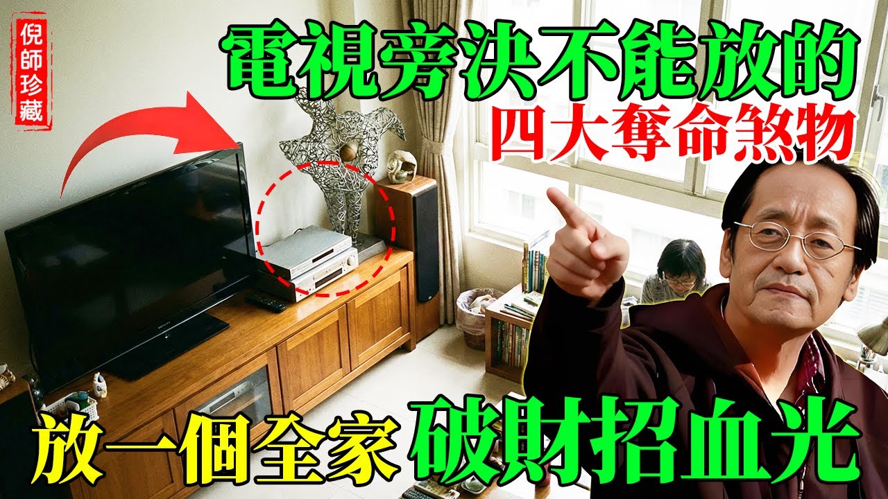 倪海廈：你的財運就是這樣沒的！客廳電視旁絕對不能放的「四大奪命煞」，放一個全家破財招血光，現在拿走還來得及！#倪海廈 #客廳風水 #破財 #穿堂煞 #財位 #四大奪命煞 #鎮宅三寶 #招財 #轉運