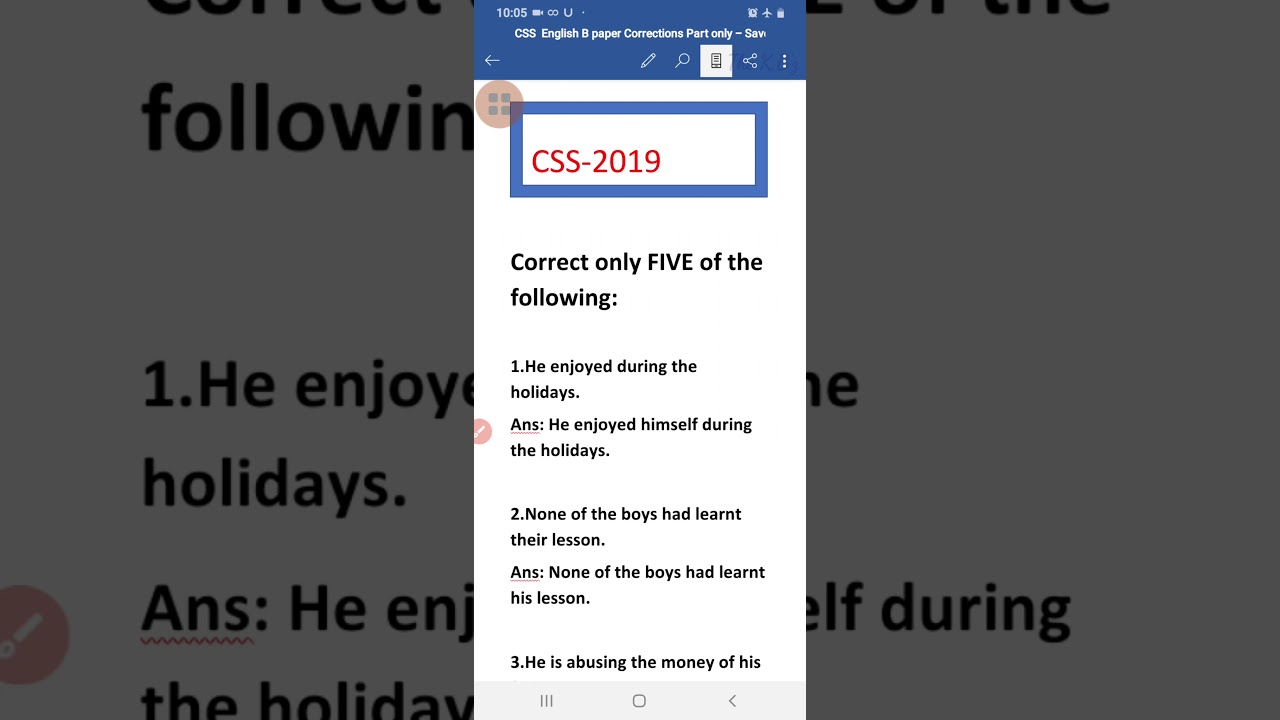 CSS 2019 Sentence Correction ||Grammar Correction||CSS Precis&Composition Paper 2019||Solved|| K.B'z