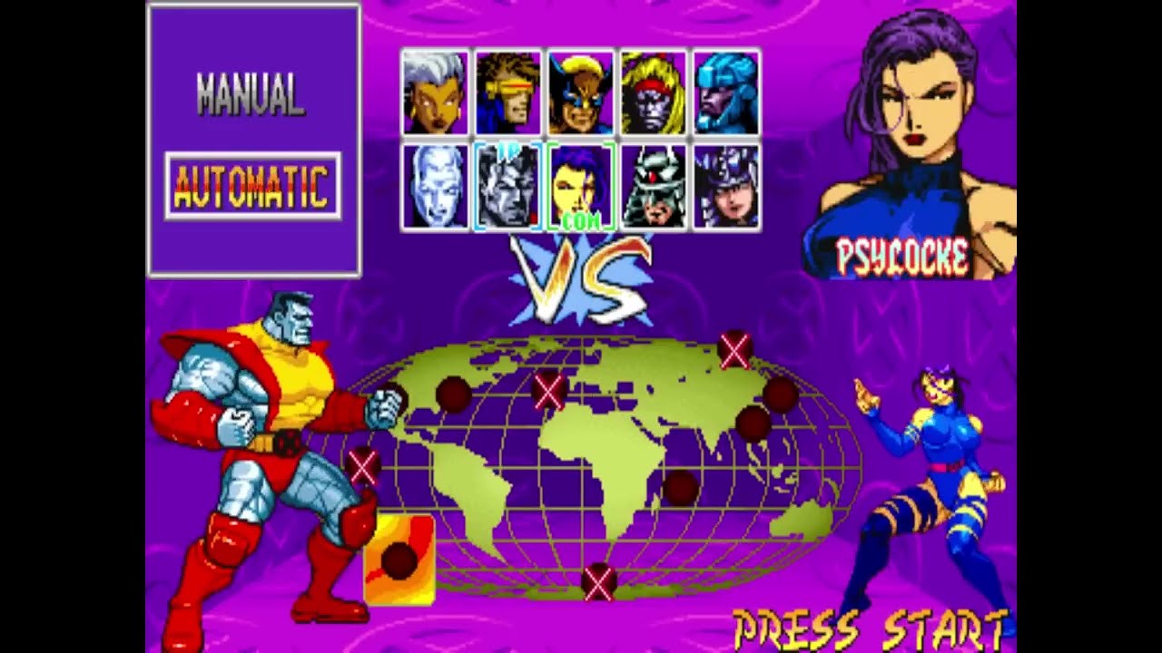{5th Round} COLOSSUS VS PSYLOCKE 845.600p !!!! MAME  X Men  Children of the Atom USA 950105 xmcotau