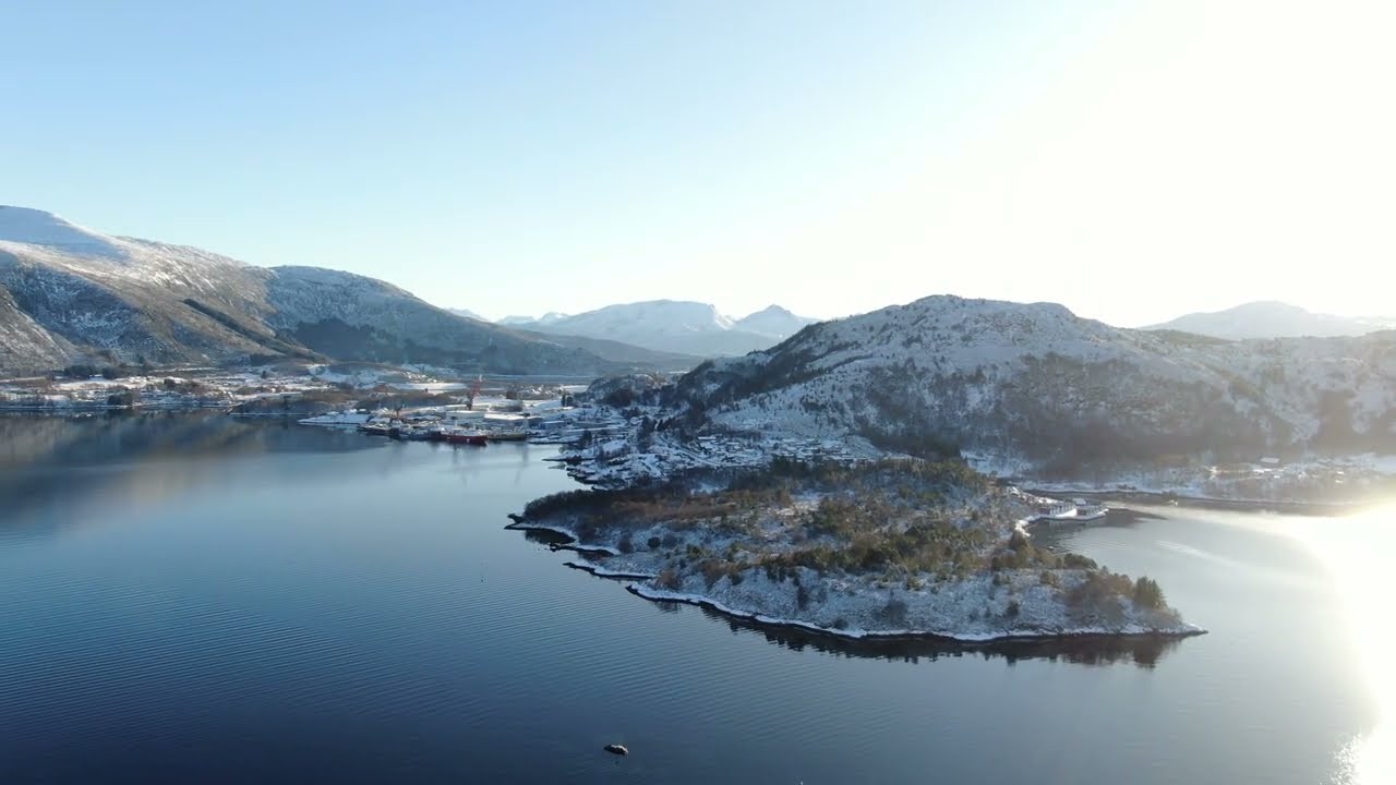 Ulsteinvik, Møre og Romsdal, a sunny day with fresh snow