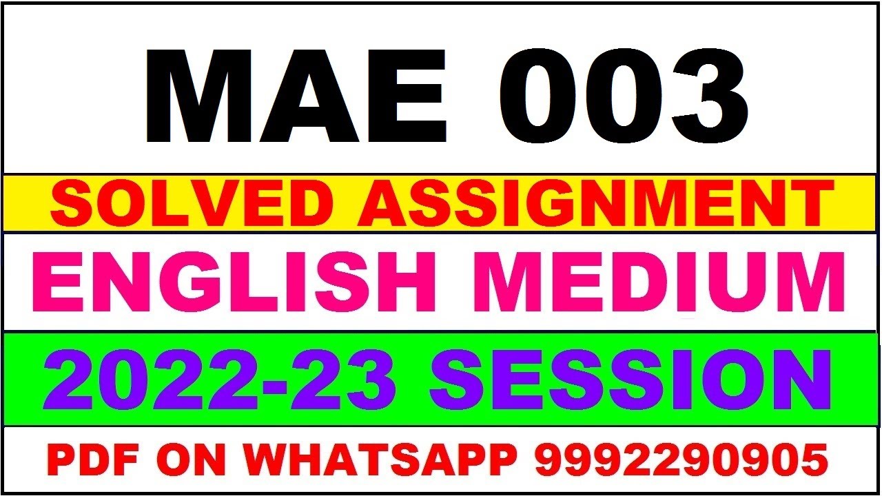 mae 3 solved assignment 2022-23 | mae 3 solved assignment in english 2022-2023 | mae 3 2023