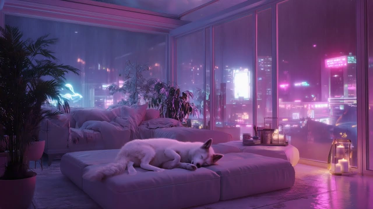 Cozy Rainy Apartment with a Sleeping Dog 🐶 | Lofi Beats to Relax / Study | 4k | 2 Hours