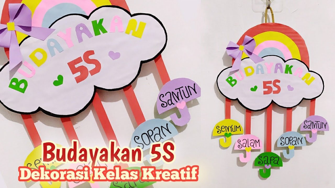 Membuat Hiasan Dinding Kelas Budayakan 5S Dari Kertas Origami | Dekorasi Kelas Kreatif