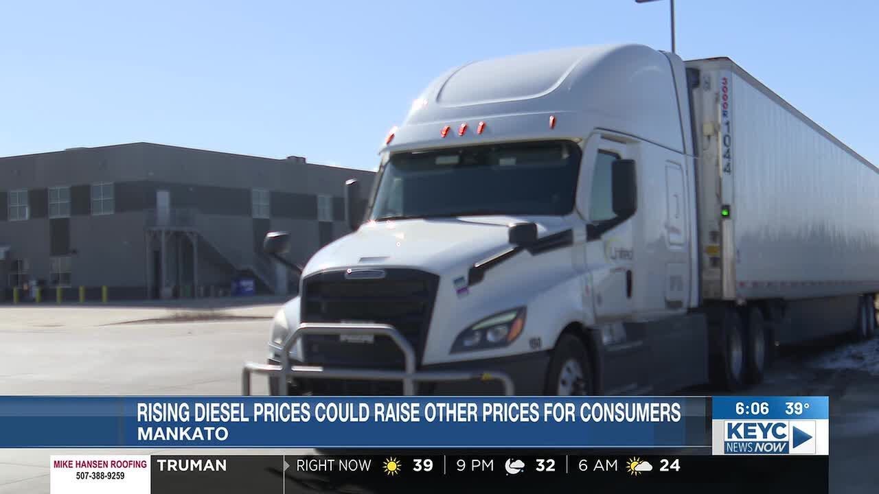 Minnesota Truckers say rising diesel prices could be passed off to consumers