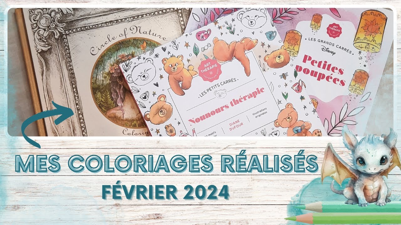 Mes coloriages terminés et mon fil rouge - Février 2024
