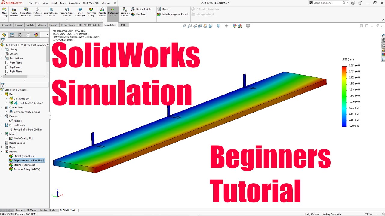 Solidworks Simulation FEM Beginner Tutorial / Static Simulation