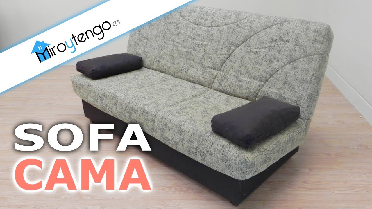 Sofá cama con somier, colchón y arcón tapizado marrón o gris de salón comedor