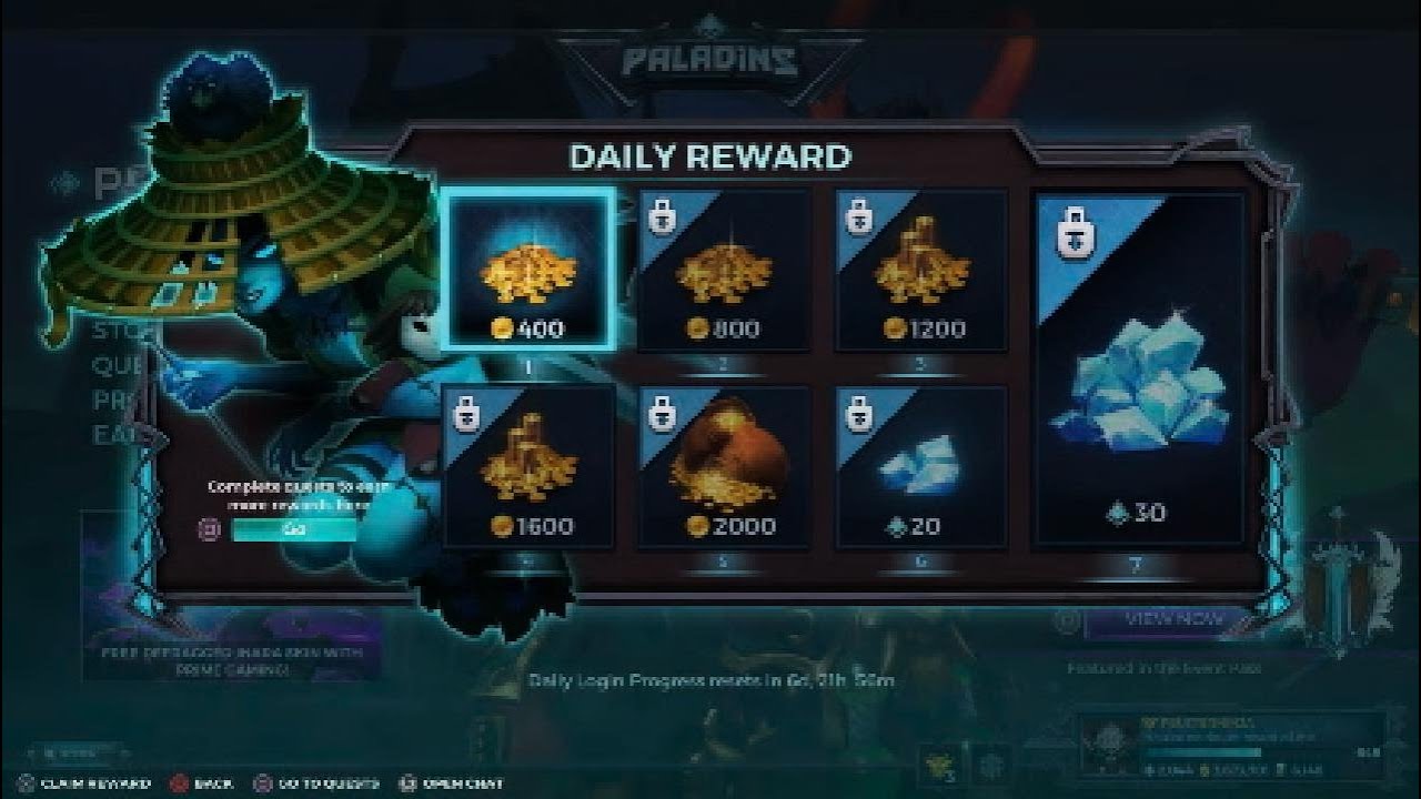 Paladins! Daily Reward! 200 Crystals per Month!