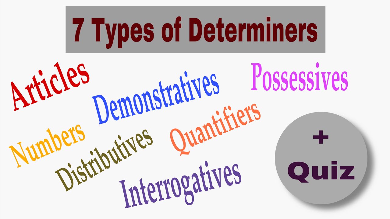 7 Types of determiners with Quiz