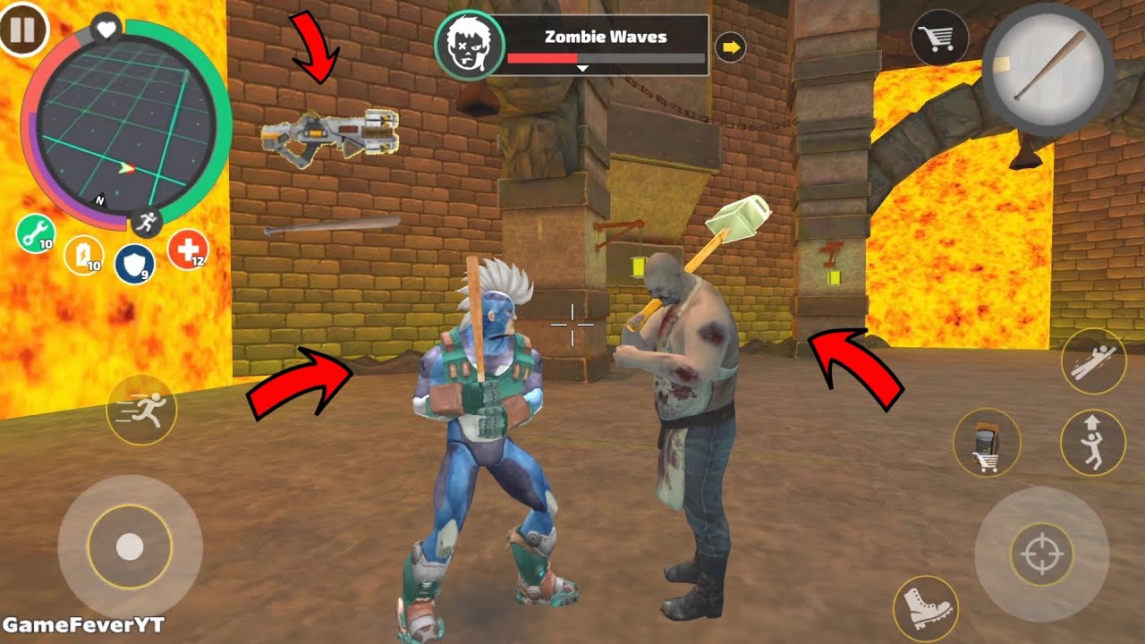 Rope Hero: Vice Town (Zombie Fight With Baseball Bat) 10 Zombie Wave Survive - Android Gameplay HD