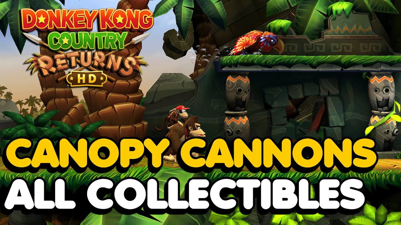 Donkey Kong Country Returns HD - Canopy Cannons All Collectible Locations  (Letters & Puzzle Pieces)