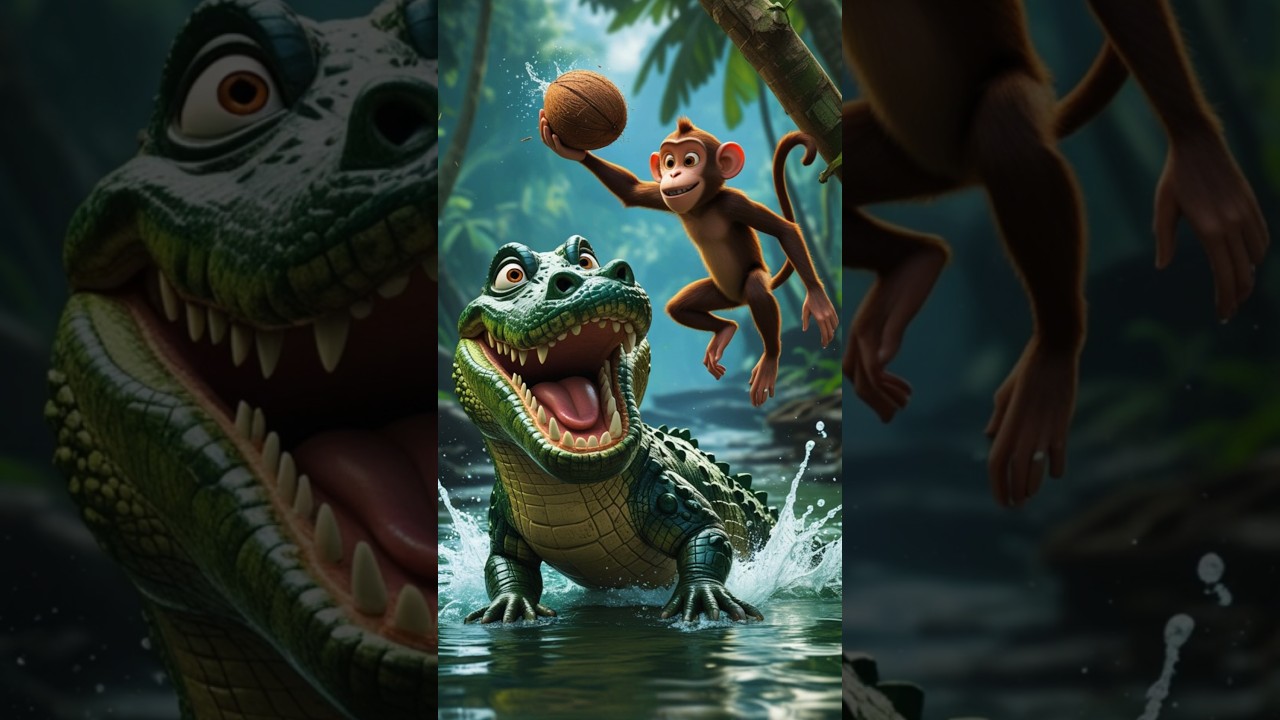 The Monkey and the Crocodile |Moral Story for Kids|Jungle cartoon|Bedtime story #kids #kidslearning