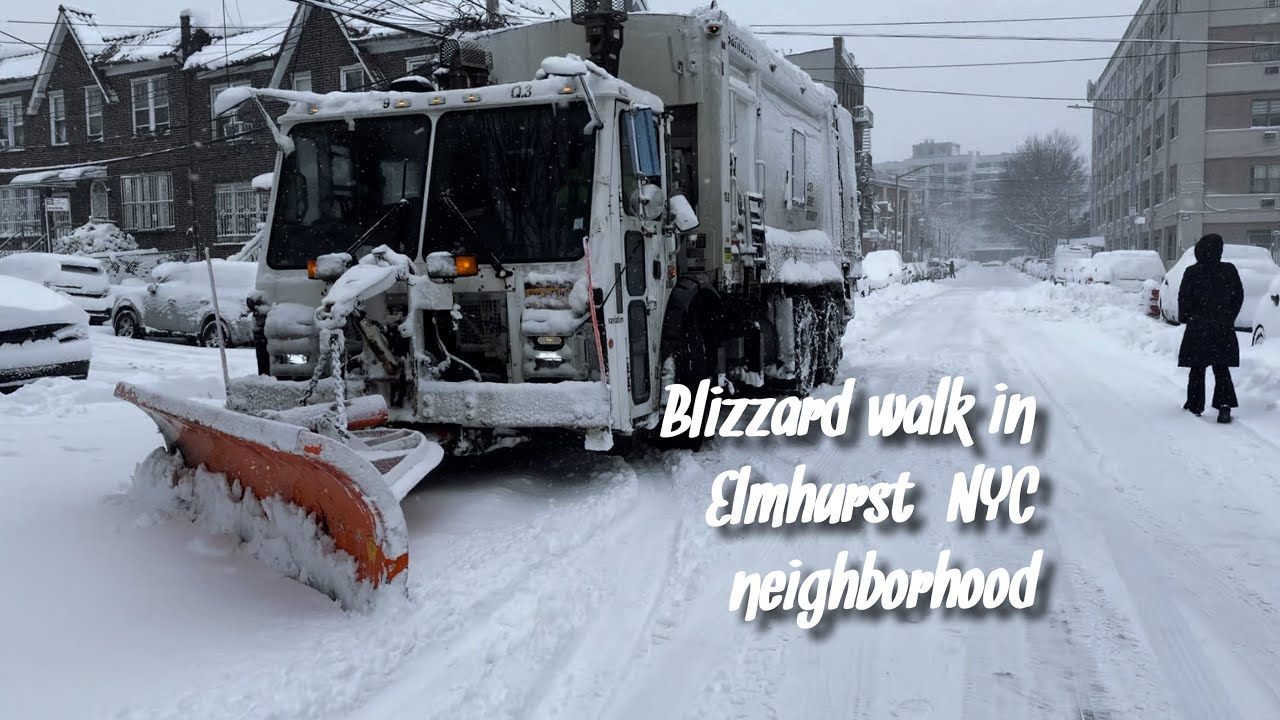 New York Blizzard Walk: A Peaceful Stroll Through a Snowy Elmhurst Neighbourhood