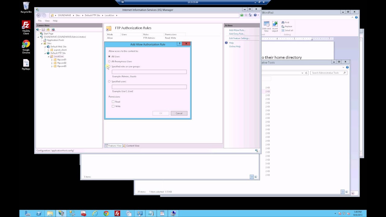 IIS FTP - User Isolation Setup with Admin Access