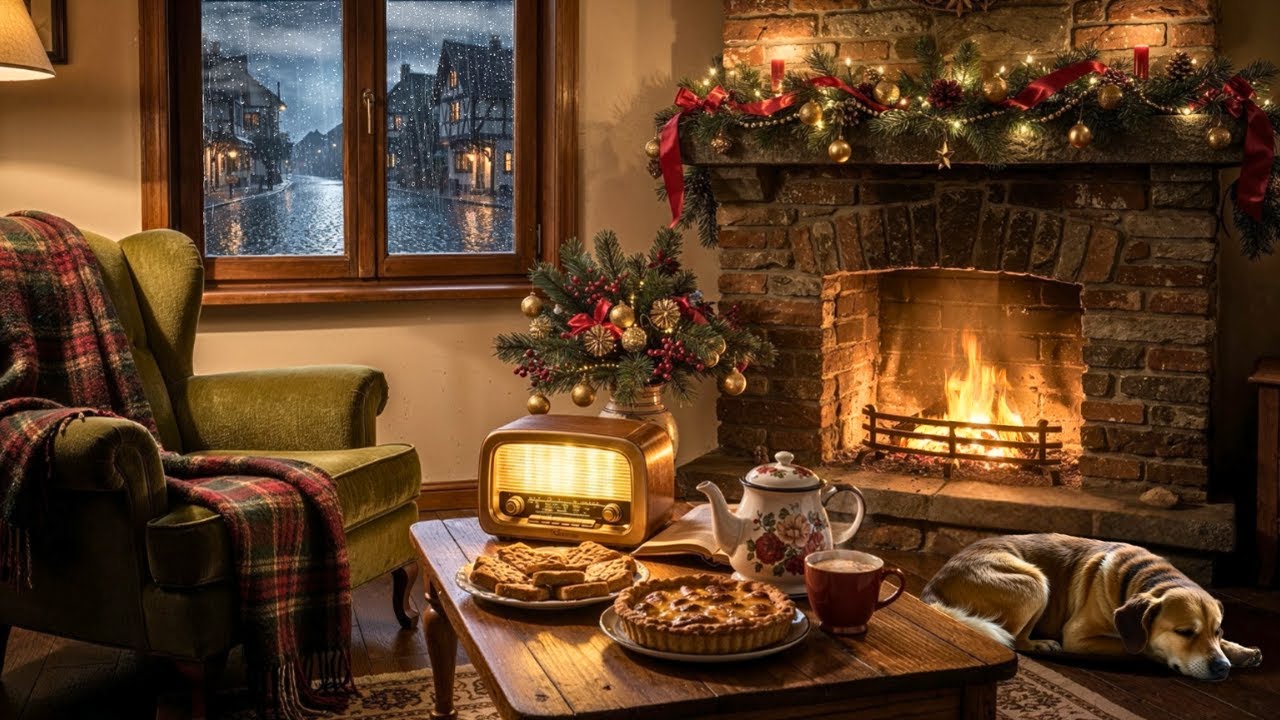 Calm Rainy Night with 1950s Oldies Playing in Another Room | Relax, Unwind & Sleep