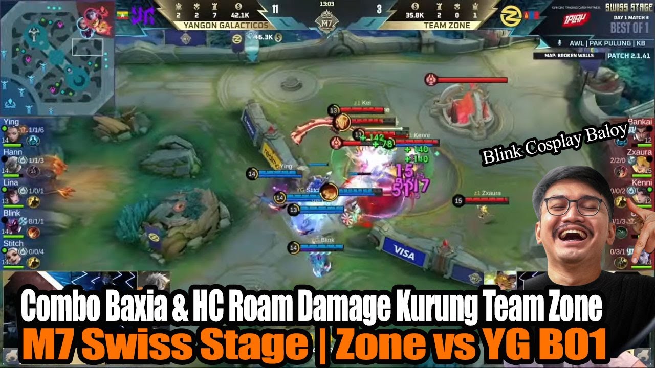 Combo Baxia & HC Roam Damage Kurung Team Zone | M7 Swiss Stage | Zone vs YG BO1