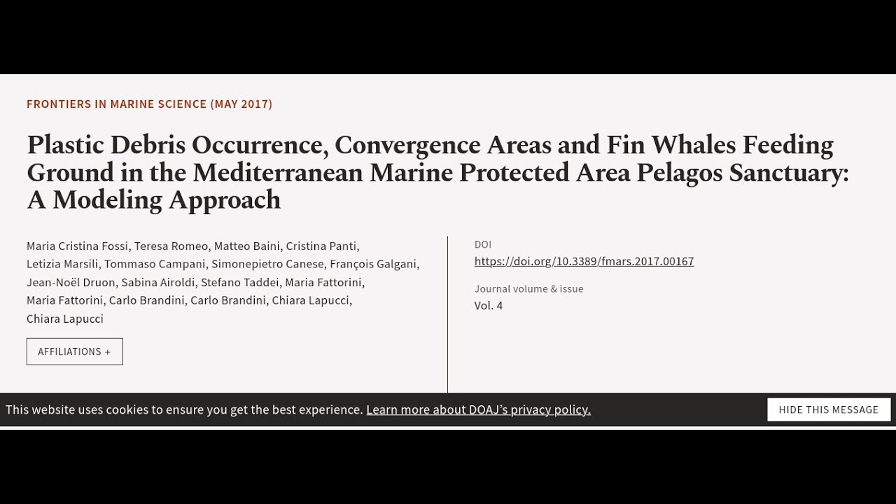 Plastic Debris Occurrence, Convergence Areas and Fin Whales Feeding Ground in the Med... | RTCL.TV
