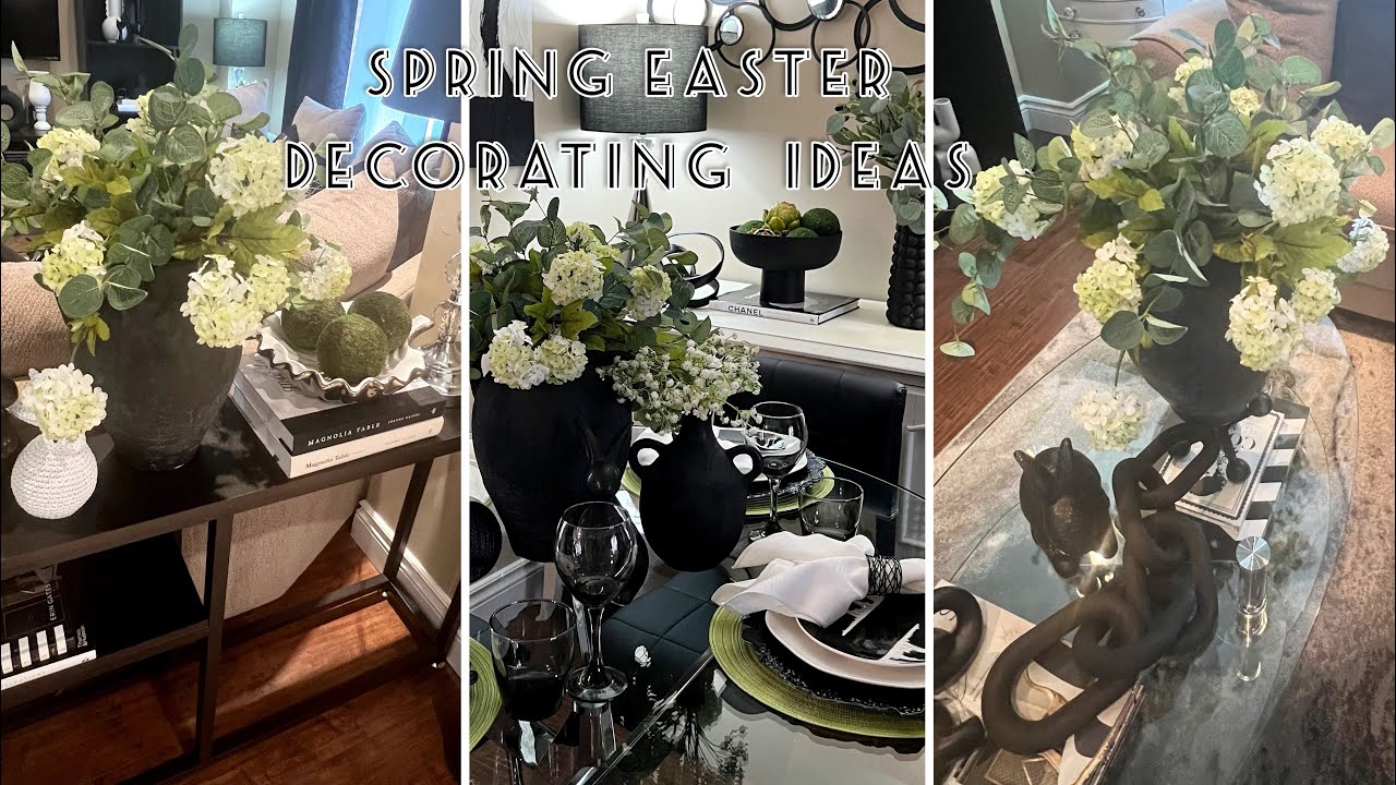 SPRING EASTER DECORATING STYLING IDEAS/ ENRTYWAY COFFEE TABLE & DINNING ROOM