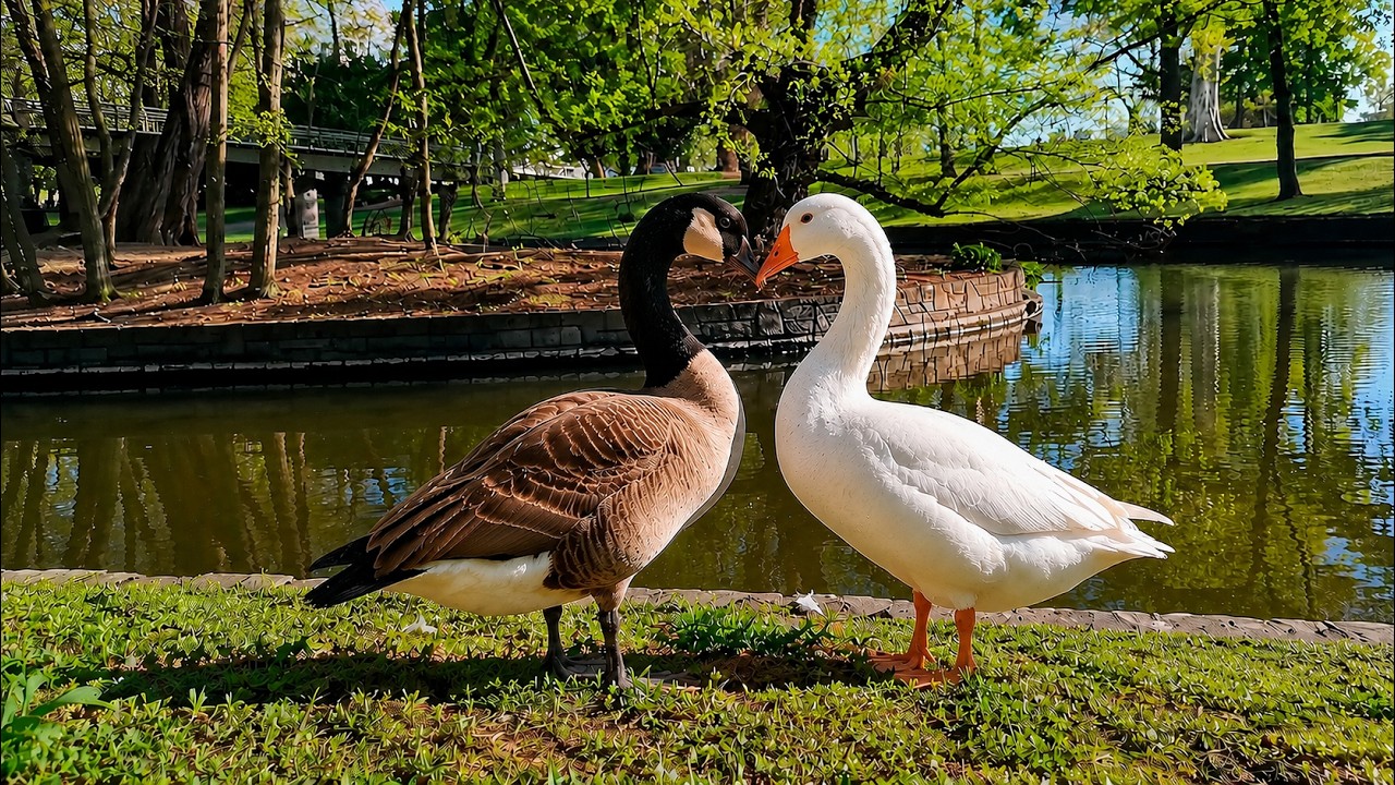 🔴 24/7 Cozy Park Ambience 🌿 Birds, Water & Sunshine for Stress Relief