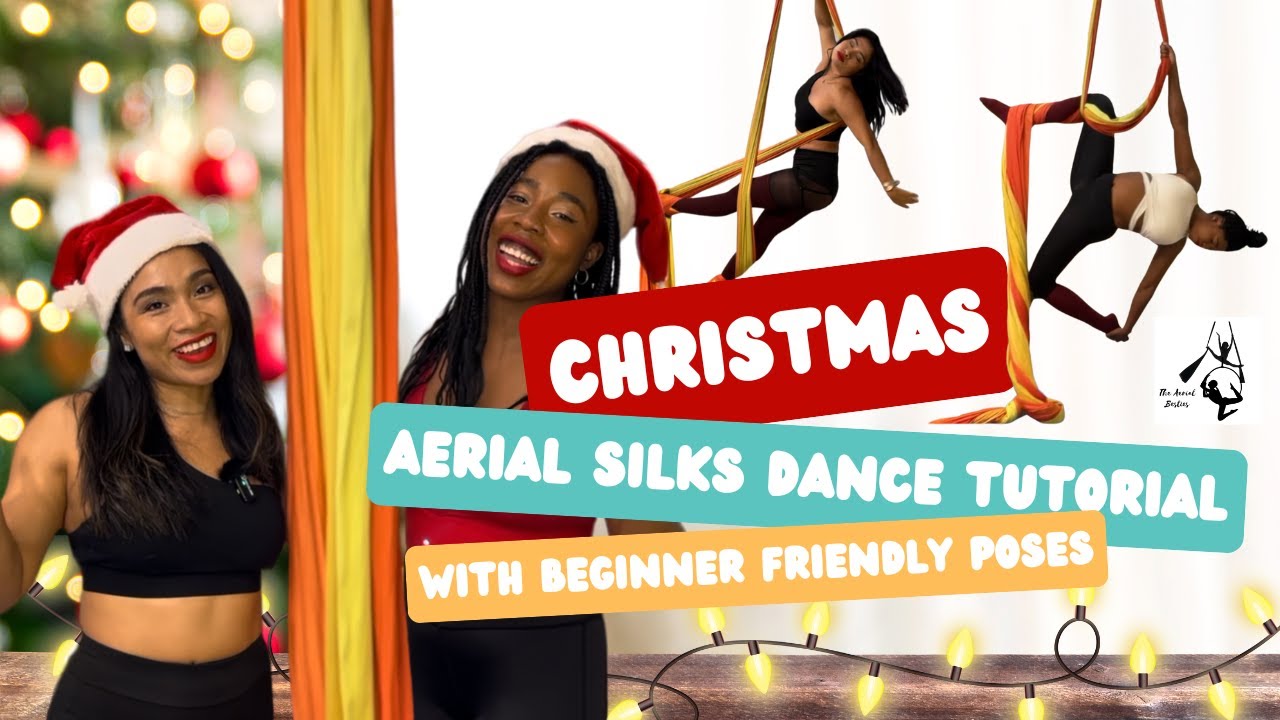 Easy Aerial Silks Christmas Dance w/ Angel Drop  | Santa Baby-Eartha Kitt| The Aerial Besties